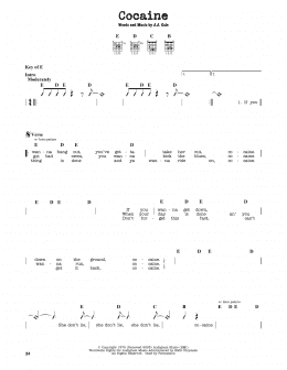 page one of Cocaine (Guitar Cheat Sheet)