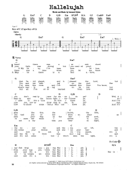 page one of Hallelujah (Guitar Cheat Sheet)