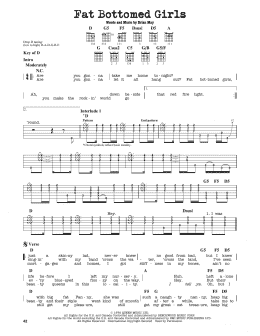 page one of Fat Bottomed Girls (Guitar Cheat Sheet)