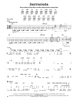 page one of Barracuda (Guitar Cheat Sheet)