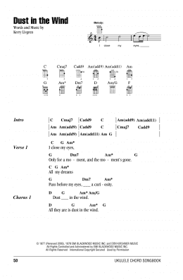 page one of Dust In The Wind (Ukulele Chords/Lyrics)