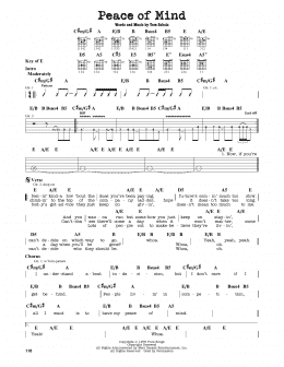 page one of Peace Of Mind (Guitar Cheat Sheet)