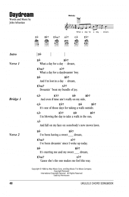 page one of Daydream (Ukulele Chords/Lyrics)