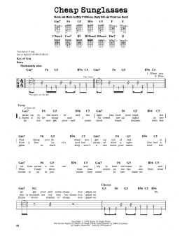 page one of Cheap Sunglasses (Guitar Cheat Sheet)