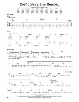 page one of Don't Fear The Reaper (Guitar Cheat Sheet)