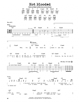 page one of Hot Blooded (Guitar Cheat Sheet)