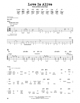 page one of Love Is Alive (Guitar Cheat Sheet)