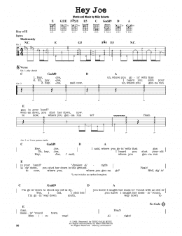 page one of Hey Joe (Guitar Cheat Sheet)