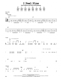 page one of I Feel Fine (Guitar Cheat Sheet)