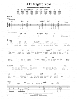 page one of All Right Now (Guitar Cheat Sheet)