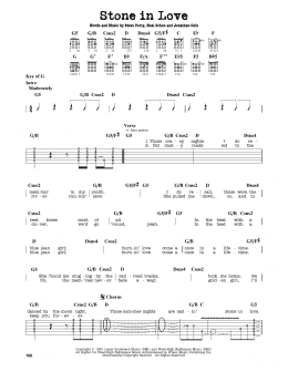 page one of Stone In Love (Guitar Cheat Sheet)