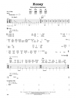 page one of Money (Guitar Cheat Sheet)