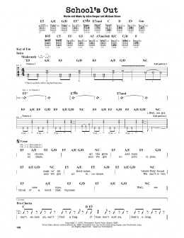 page one of School's Out (Guitar Cheat Sheet)