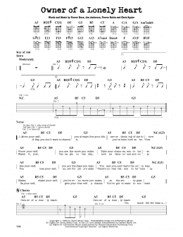 page one of Owner Of A Lonely Heart (Guitar Cheat Sheet)