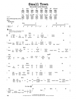 page one of Small Town (Guitar Cheat Sheet)