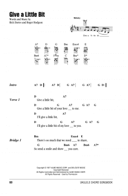 page one of Give A Little Bit (Ukulele Chords/Lyrics)