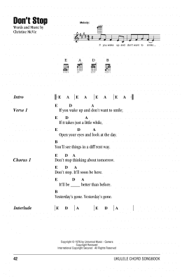 page one of Don't Stop (Ukulele Chords/Lyrics)