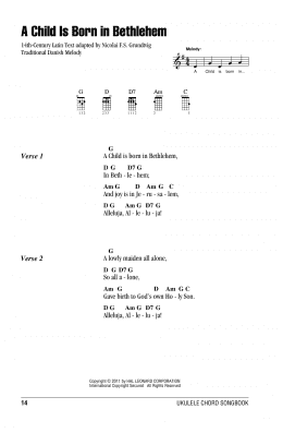 page one of A Child Is Born In Bethlehem (Ukulele Chords/Lyrics)