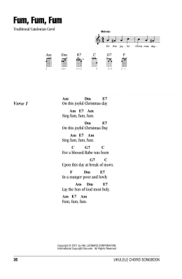 page one of Fum, Fum, Fum (Ukulele Chords/Lyrics)