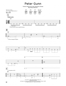 page one of Peter Gunn (Guitar Cheat Sheet)