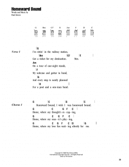 page one of Homeward Bound (Ukulele Chords/Lyrics)