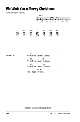 page one of We Wish You A Merry Christmas (Ukulele Chords/Lyrics)