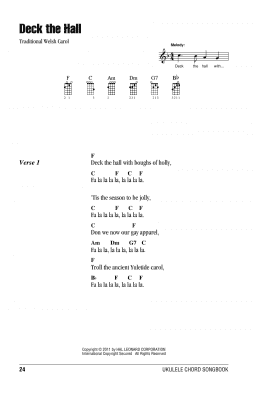 page one of Deck The Hall (Ukulele Chords/Lyrics)