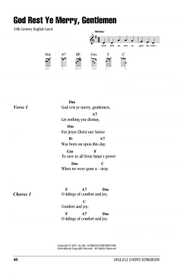 page one of God Rest Ye Merry, Gentlemen (Ukulele Chords/Lyrics)