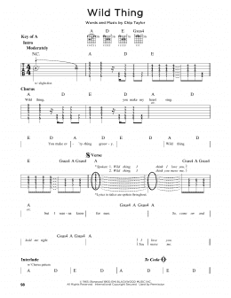 page one of Wild Thing (Guitar Cheat Sheet)