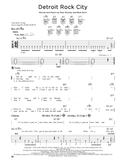 page one of Detroit Rock City (Guitar Cheat Sheet)