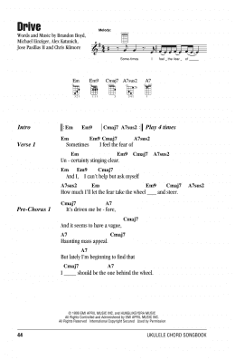 page one of Drive (Ukulele Chords/Lyrics)