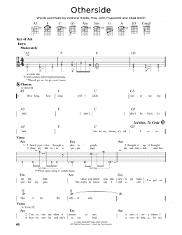 page one of Otherside (Guitar Cheat Sheet)