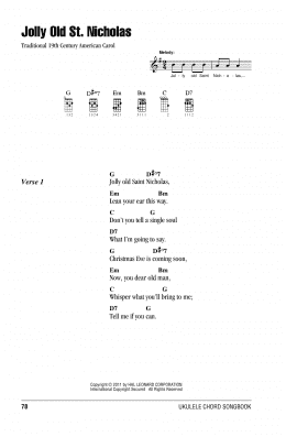 page one of Jolly Old St. Nicholas (Ukulele Chords/Lyrics)