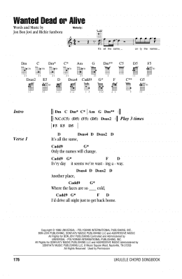 page one of Wanted Dead Or Alive (Ukulele Chords/Lyrics)