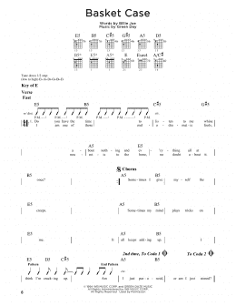 page one of Basket Case (Guitar Cheat Sheet)