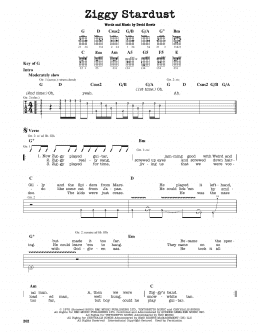 page one of Ziggy Stardust (Guitar Cheat Sheet)