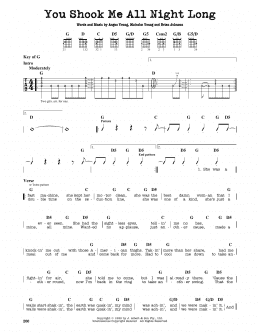 page one of You Shook Me All Night Long (Guitar Cheat Sheet)