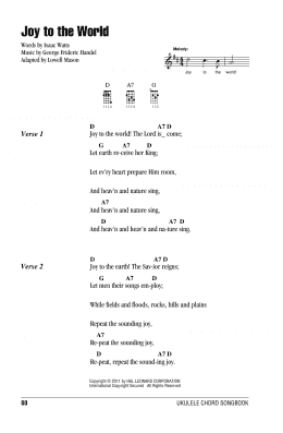 page one of Joy To The World (Ukulele Chords/Lyrics)