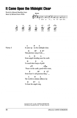 page one of It Came Upon The Midnight Clear (Ukulele Chords/Lyrics)