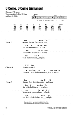 page one of O Come, O Come Immanuel (Ukulele Chords/Lyrics)