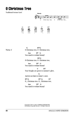 page one of O Christmas Tree (Ukulele Chords/Lyrics)