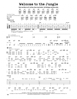 page one of Welcome To The Jungle (Guitar Cheat Sheet)