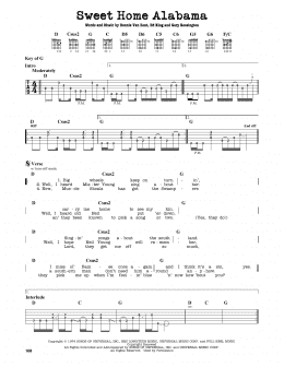 page one of Sweet Home Alabama (Guitar Cheat Sheet)