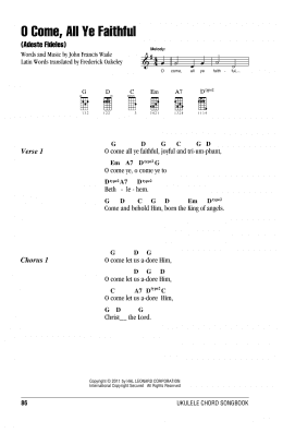 page one of O Come, All Ye Faithful (Adeste Fideles) (Ukulele Chords/Lyrics)