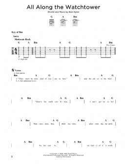 page one of All Along The Watchtower (Guitar Cheat Sheet)