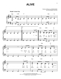 page one of Alive (Easy Piano)