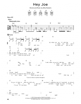 page one of Hey Joe (Guitar Cheat Sheet)