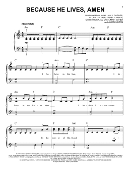 page one of Because He Lives, Amen (Easy Piano)