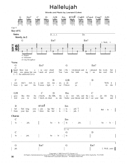 page one of Hallelujah (Guitar Cheat Sheet)