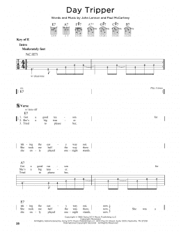 page one of Day Tripper (Guitar Cheat Sheet)